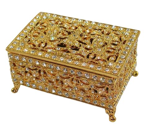 gold metal jewellery box|silver and gold jewelry box.